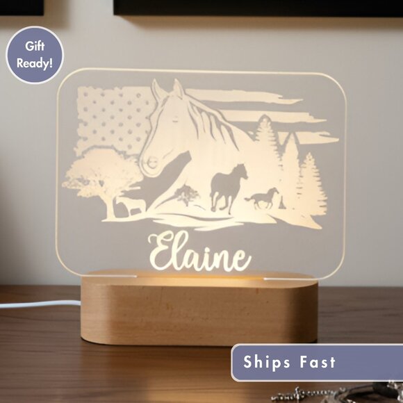 Cowboy Ride Custom Name Light • Personalized LED Cloud Decor • Western Gift - Picture 1 of 8